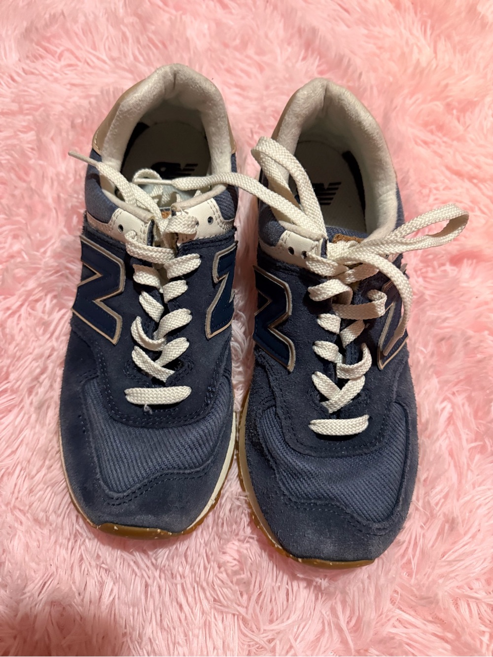 New Balance Women's Navy and White Suede-Trim Sneakers